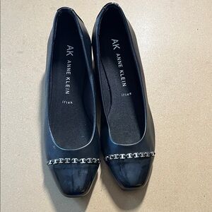 Anne Klein Black Flats with Chain Detail